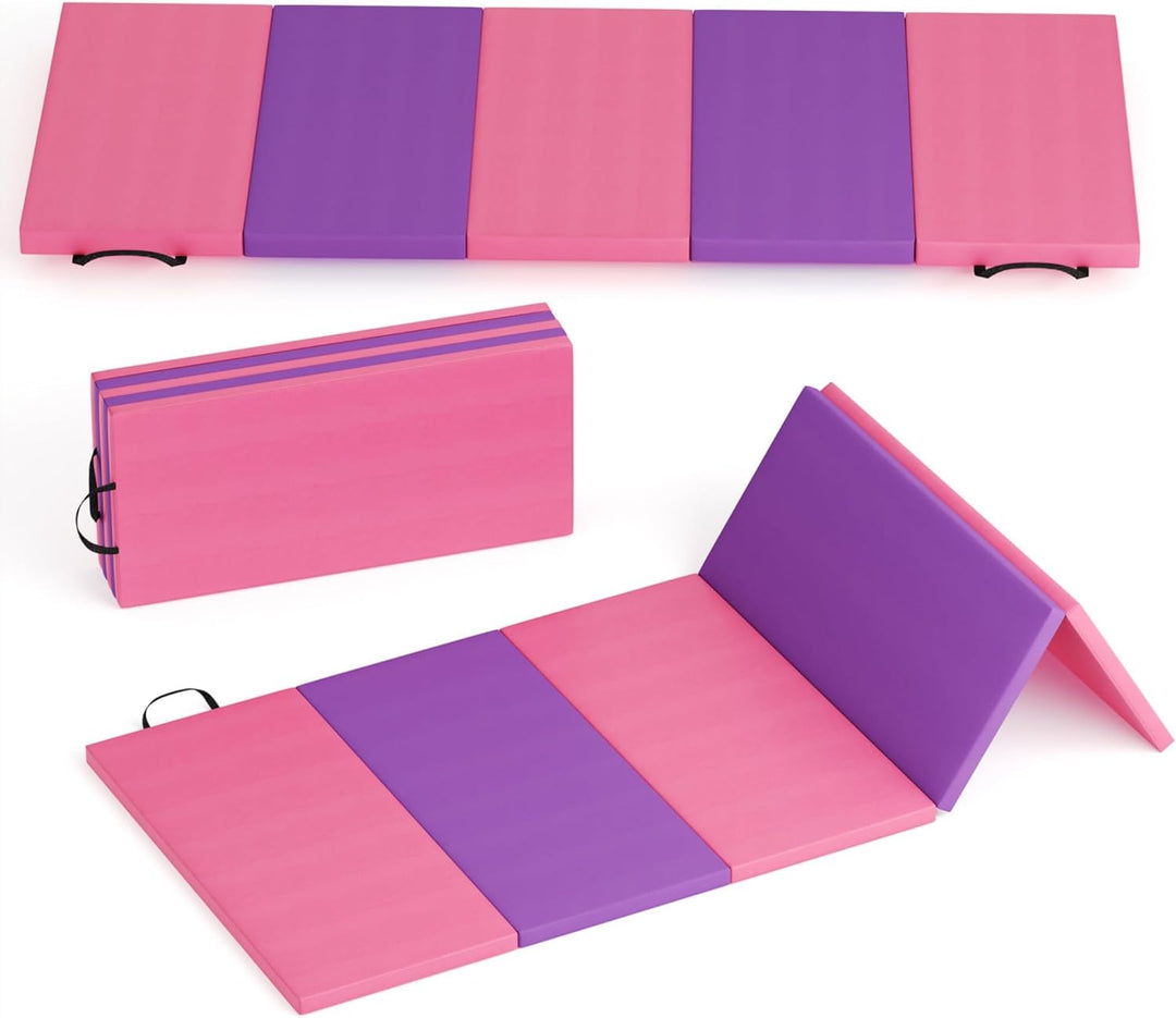 IDEALHOUSE Klappbare Turnmatte 180x60x5 cm, 4/5-Fach Faltbar, Rutschfeste PU&amp;EPE Gymnastikmatte Mit