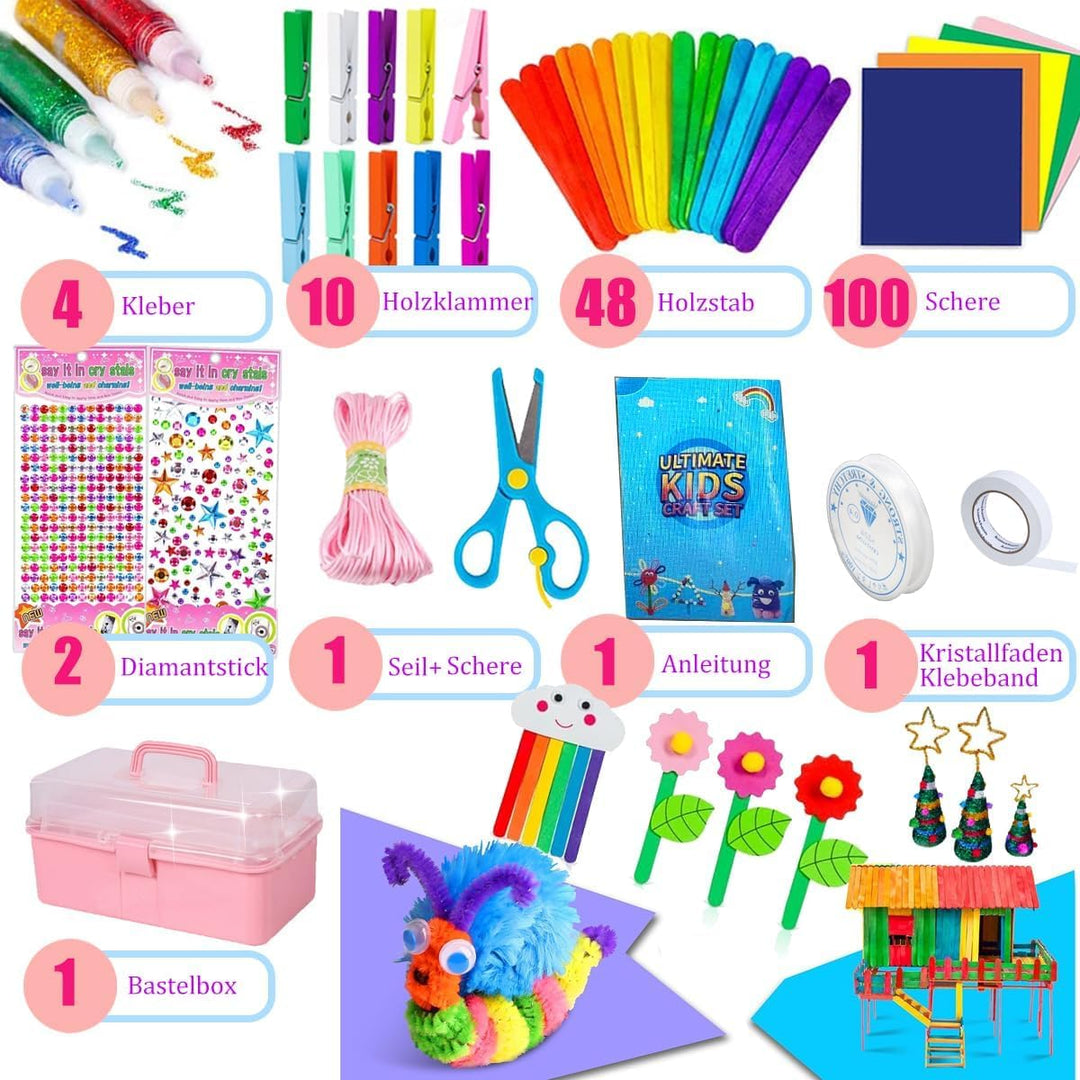 Gutenguy Bastelset Kinder, 3000+Pcs Bastelkoffer Bastelbedarf Material Set, Grosse Bastelbox Geschen