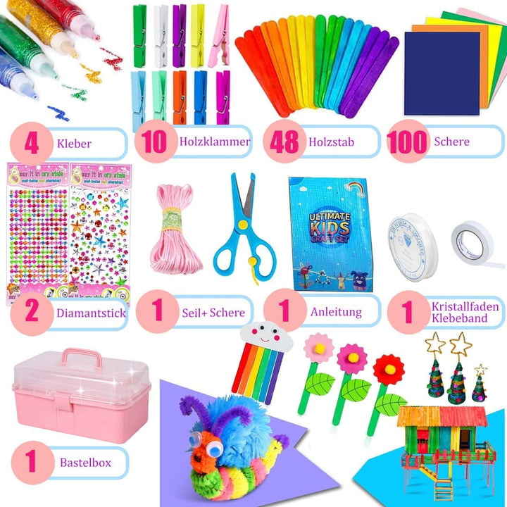 Gutenguy Bastelset Kinder, 3000+Pcs Bastelkoffer Bastelbedarf Material Set, Grosse Bastelbox Geschen