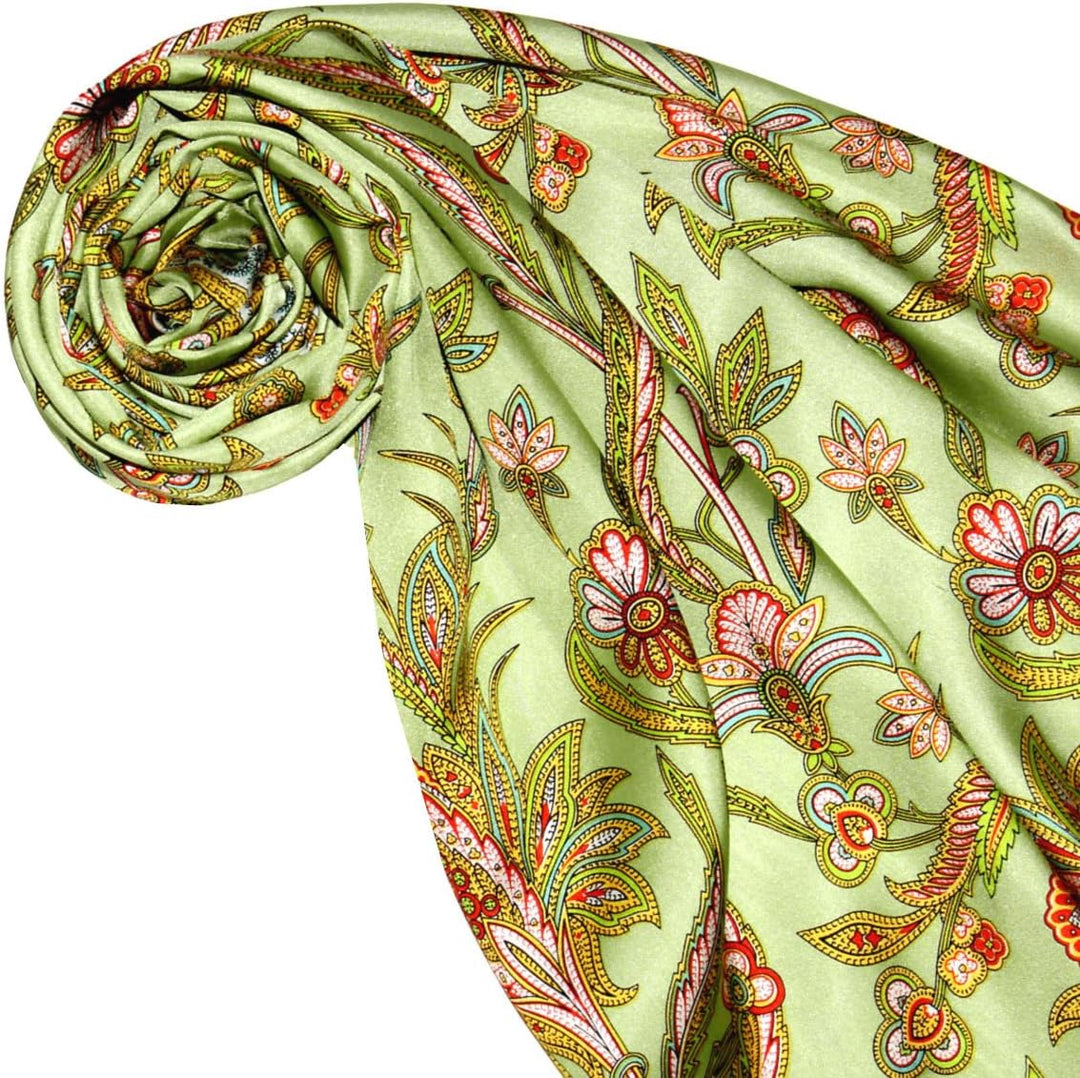Lorenzo Cana Damen Seidentuch aufwändig bedrucktes Tuch 100% Seide - 90 cm x 90 cm harmonische gruen