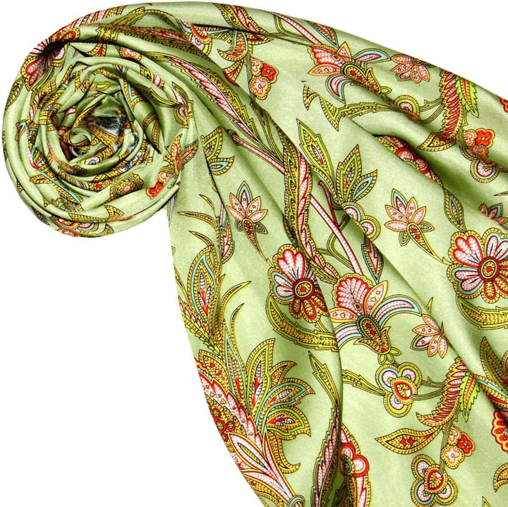 Lorenzo Cana Damen Seidentuch aufwändig bedrucktes Tuch 100% Seide - 90 cm x 90 cm harmonische gruen