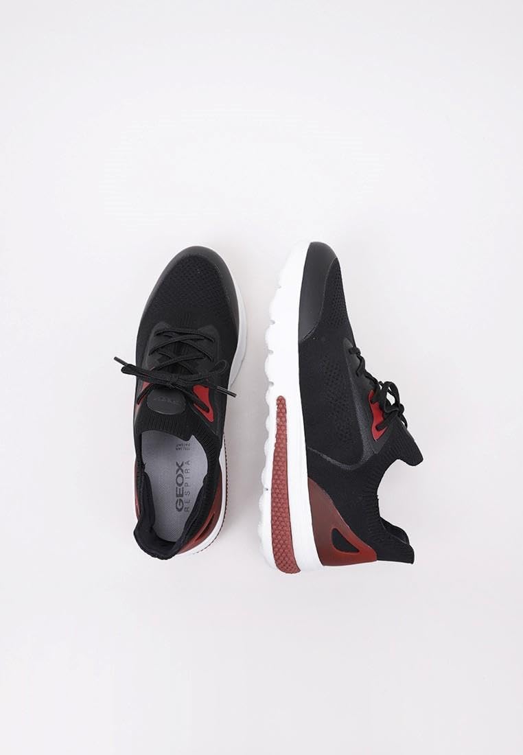 Geox Herren U Spherica Actif Sneaker 41 EU Black Red, 41 EU Black Red