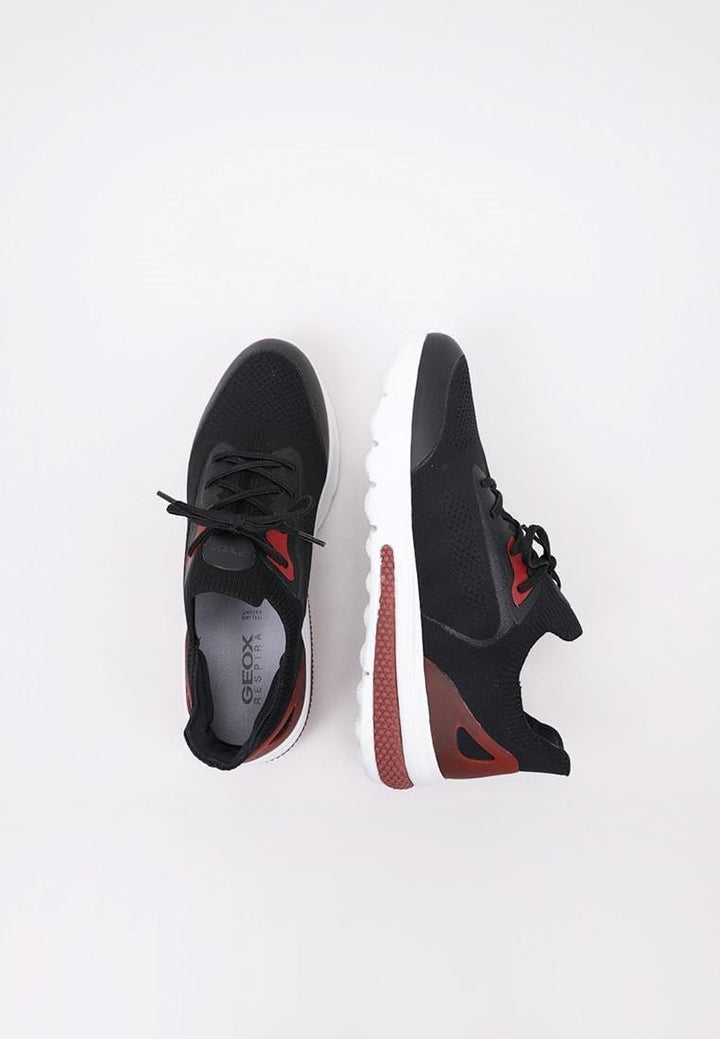 Geox Herren U Spherica Actif Sneaker 41 EU Black Red, 41 EU Black Red