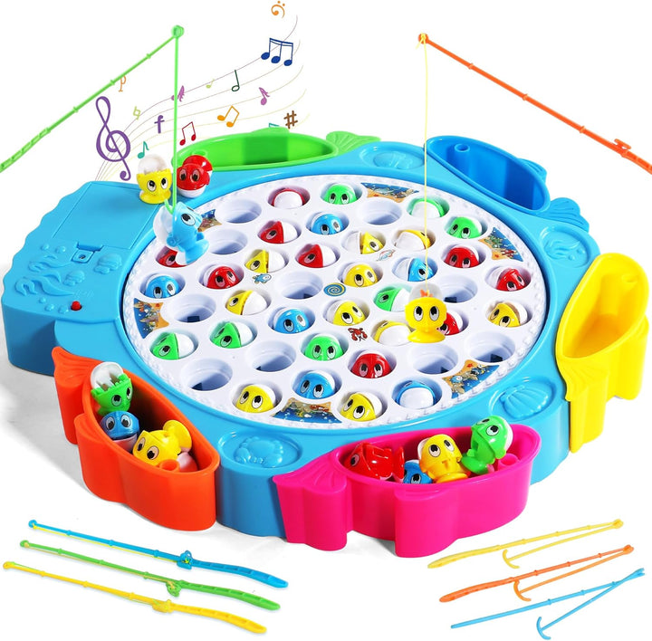 Angelspiel Spielzeug ab 3 Jahre Montessori Brettspiele für Kinder Angeln mit 8 Kinderangel 42 Fische