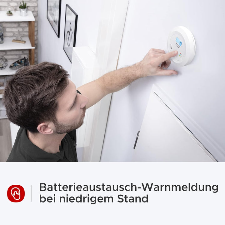 X-Sense CO Melder mit austauschbarer Batteriebetrie und LCD Display inkl. CO-Konzentration, Kohlenmo
