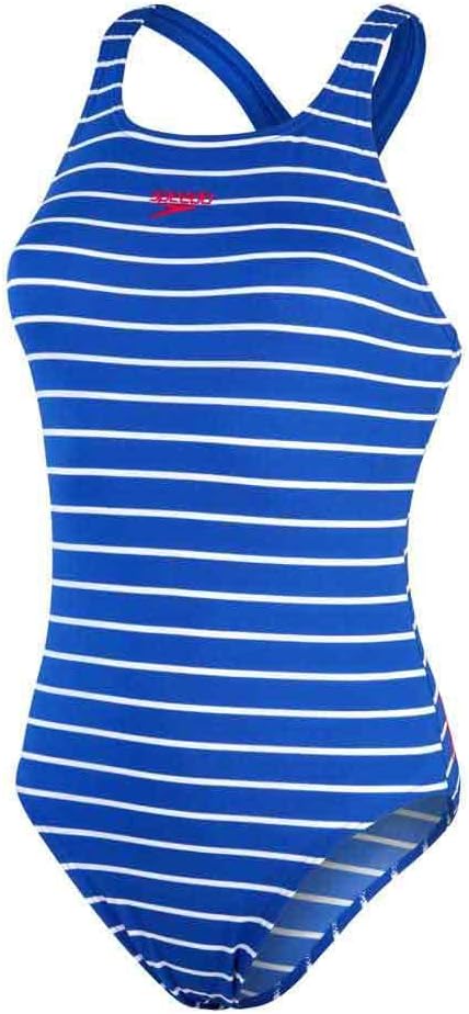 Speedo Damen Schwimmanzug Eco Emdurance+ Medalist 34 Blau / Weiss, 34 Blau / Weiss