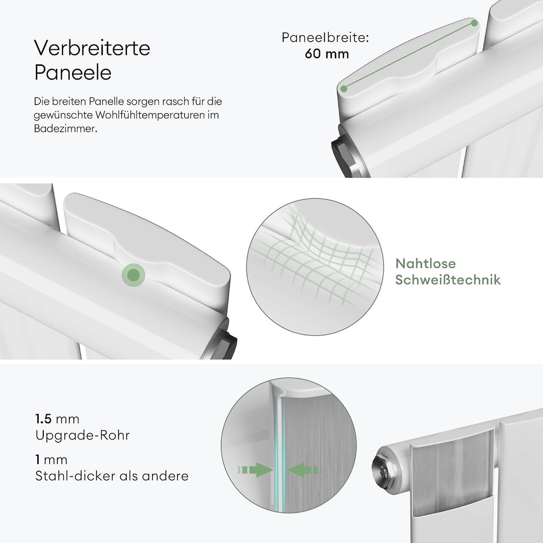 Mai &amp; Mai Badheizkörper flach 180x61cm Heizkörper in Weiss 180x61cm Weiss | Einlagig, 180x61cm Weiss