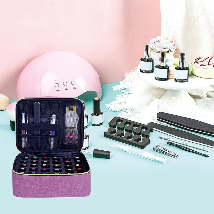 Nagellack Aufbewahrung Tasche Doppelschicht Nagellack Organizer Lagerung 30 Flaschen (15 ml / 0,5 FL