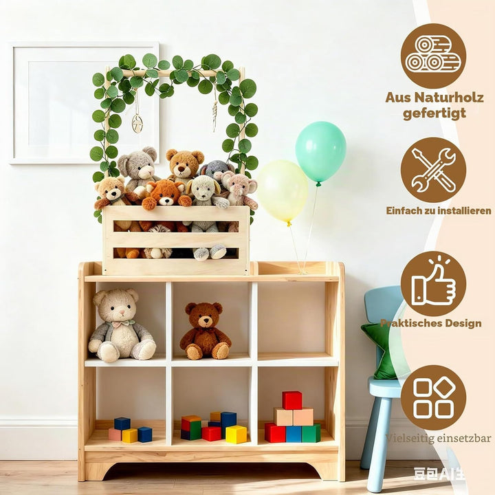 Babyparty Geschenk Holz Babykorb mit Griff, Babyparty Geschenk für Neugeborene, Praktischer Baby Sch
