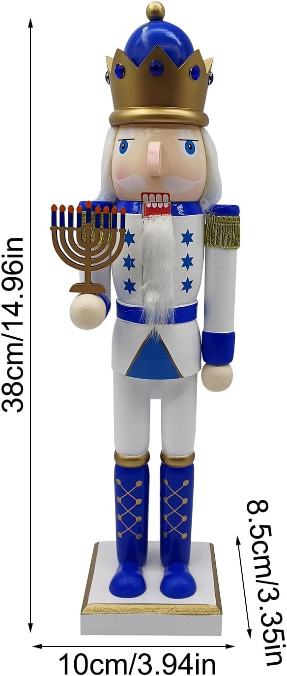 Generisch Nussknacker Figuren | Holz Nussknacker Für Jüdisches Fest - Weisse Blaue Festliche Sammelf