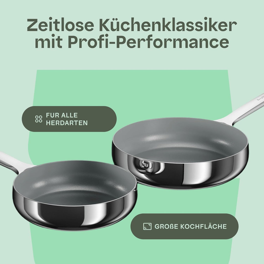 BergHOFF Home Pfannenset - 2-tlg. - Antihaft-Pfanne ohne PFAS – beschichtete Pfannen – Edelstahlpfan