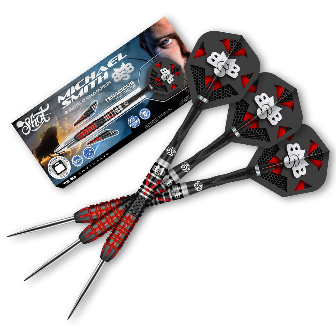 Shot! Steel Darts Michael Smith Bully Boy Tenacious 90% Tungsten Steeltip Darts Steeldart Hochwertig