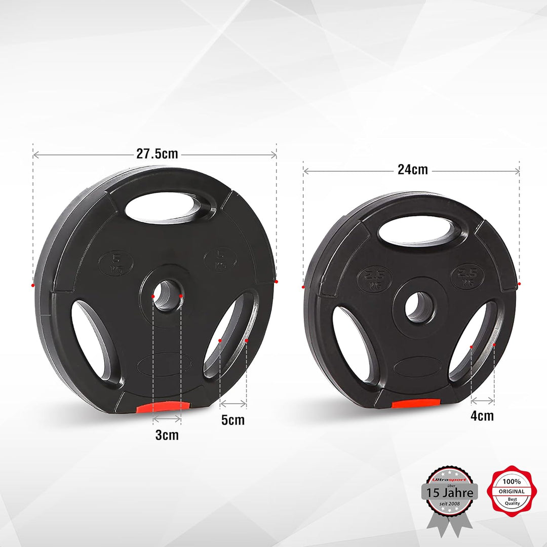 Ultrasport Hantelscheiben, 4 Hantelgewichte im Set,15Kg oder 25Kg, Standard 30-mm-Bohrung, nutzbar m