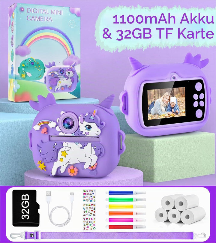 Sofortbildkamera Kinder Kinderkamera Kamera Digitalkamera 3-12 Jahre + 5 Rollen Druckpapier Sofort C