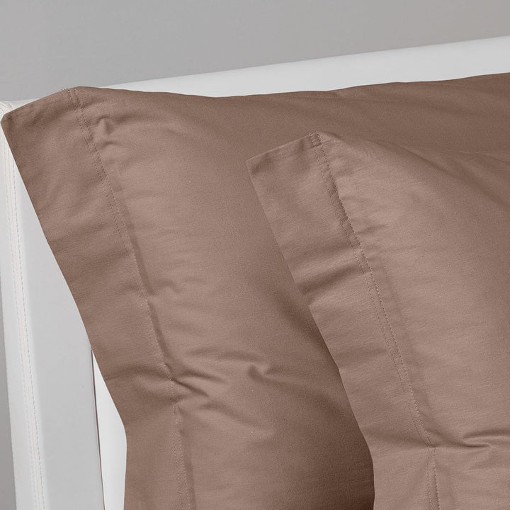 Caleffi - Bettwäsche-Set aus Baumwolle, einfarbig, für französisches Bett, Mokka Una piazza e mezza