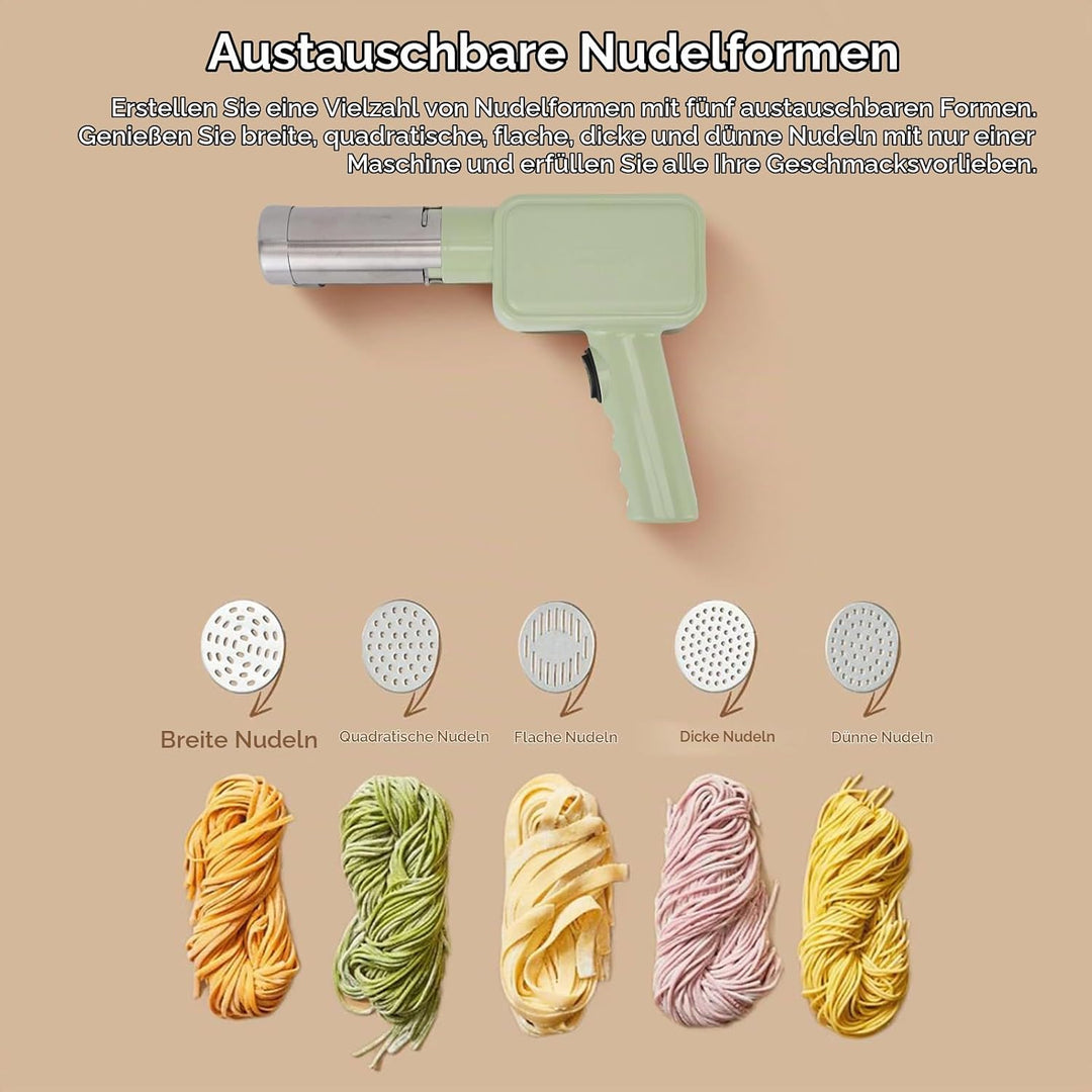 Kabelloser Hand-Nudelmacher, tragbare elektrische Nudelmaschine mit 9 Nudelformen, 2 Wurstherstellun