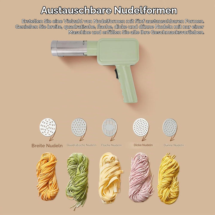Kabelloser Hand-Nudelmacher, tragbare elektrische Nudelmaschine mit 9 Nudelformen, 2 Wurstherstellun