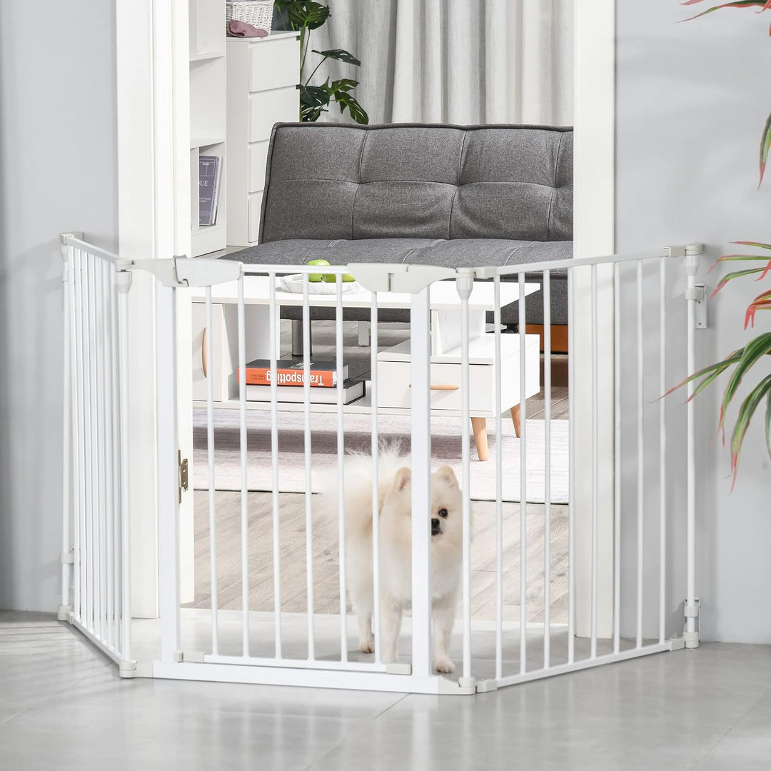PawHut Türschutzgitter Freistehendes Schutzgitter 180 x 74,5 cm Weiss