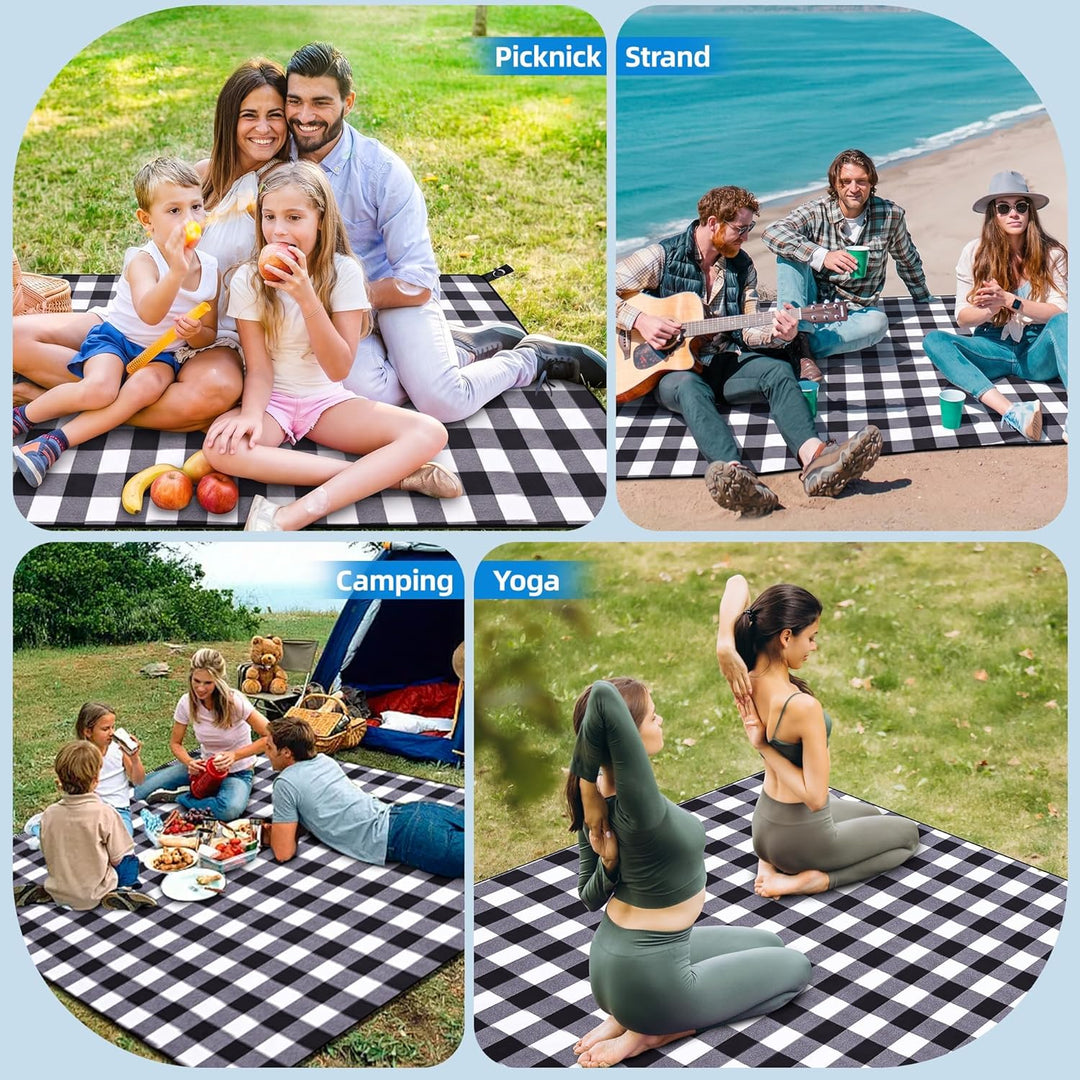 Gucass Picknickdecke Wasserdicht 200x200cm Picknick Decke mit Tragegriff Faltbar Strandmatte Sandfre