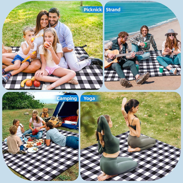 Gucass Picknickdecke Wasserdicht 200x200cm Picknick Decke mit Tragegriff Faltbar Strandmatte Sandfre
