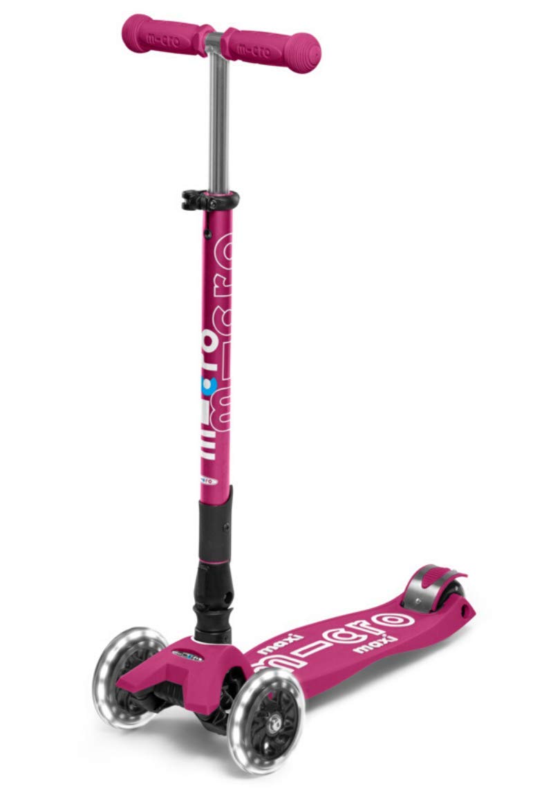 Micro Kickboard Maxi Deluxe Scooter, faltbar, LED, 3 Räder, Lean-to-Steer, Schweizer Design, mit bew