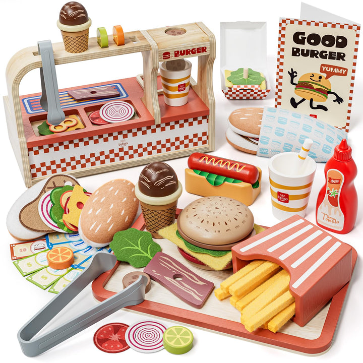 Lehoo Castle Kinderküche Zubehör, kaufladen Zubehör Holz, Kaufmannsladen Zubehör, Spielen Sie Hambur