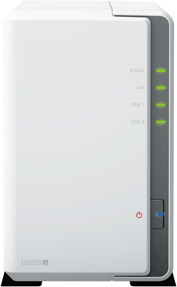 Synology DS223j 2-Bay Diskstation NAS (Realtek RTD1619B 4-Core 1.7 GHz 1GB DDR4 Ram 1xRJ-45 1GbE LAN