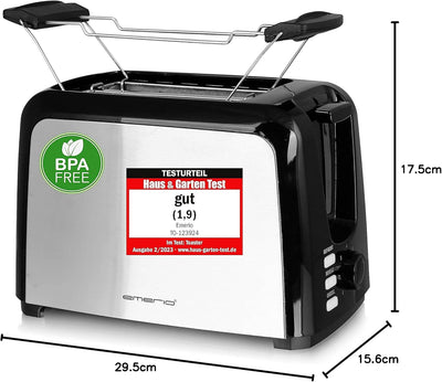 Emerio Toaster 2 extra Breiten Toastschlitzen Zentrierfunktion,herausnehmbare Krümelschublade,Abbruc