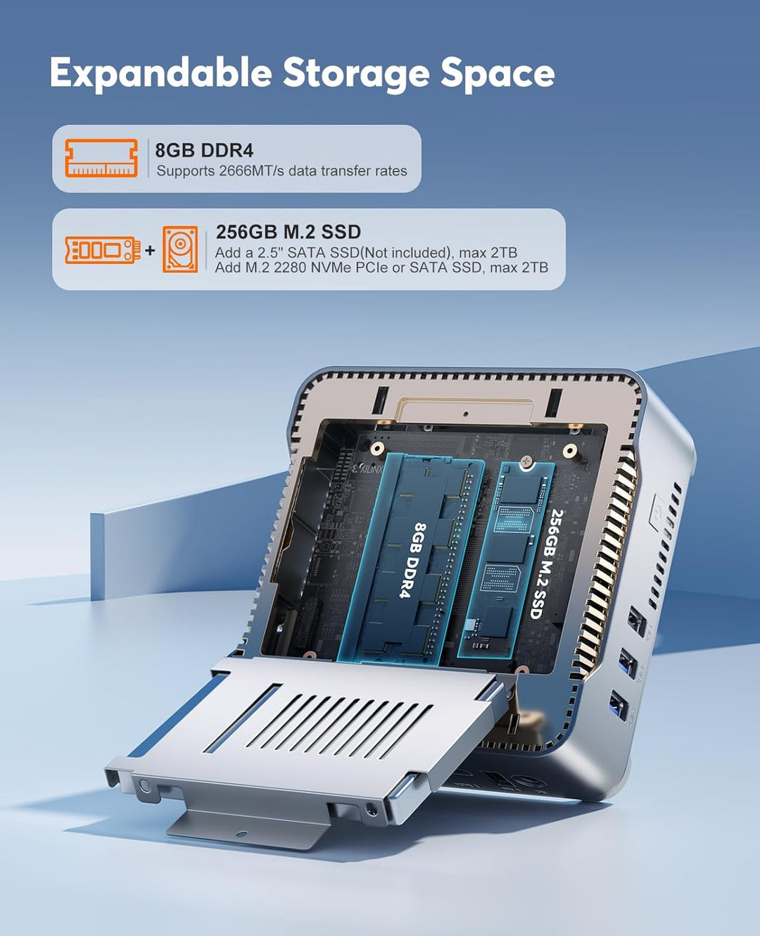 NiPoGi GK3 Plus Mini PC Ιntel Alder Lake-N97(bis zu 3,6 GHz), 8GB DDR4 256GB M.2 SSD Mini Desktop Co