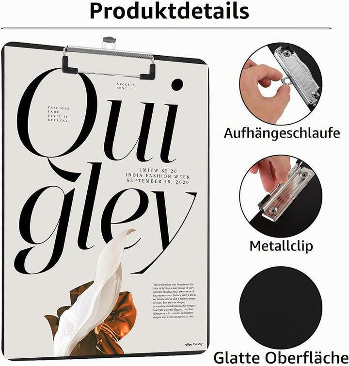 6 Stück Kunststoff Klemmbrett A4, Klemmbrett A4 Kunststoff Klemmbrettmappe mit Metalklemme und Aufhä