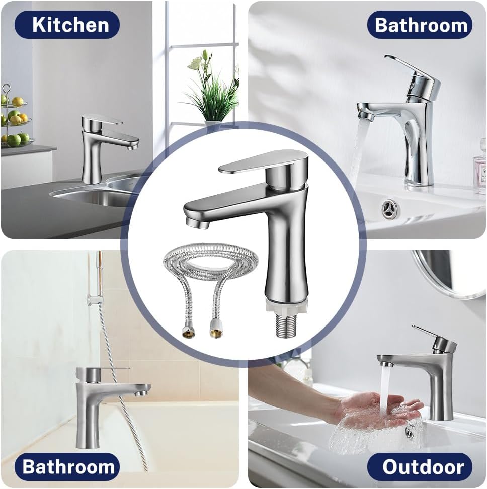 FENYW Gäste WC Bad Kaltwasserarmatur Klein Wasserhahn Kaltwasser nur Kaltwass Einhebel Wasserhahn Ba