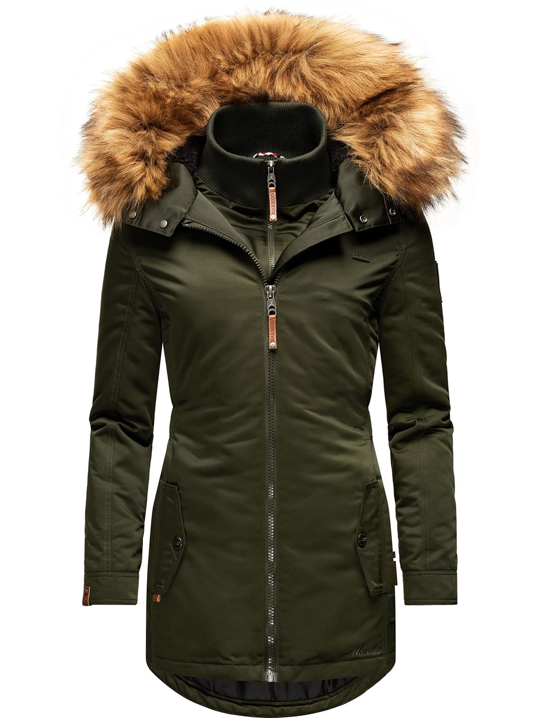 MARIKOO Damen Warmer Winterparka mit Kapuze Sanakoo XS-XXL S Olive, S Olive