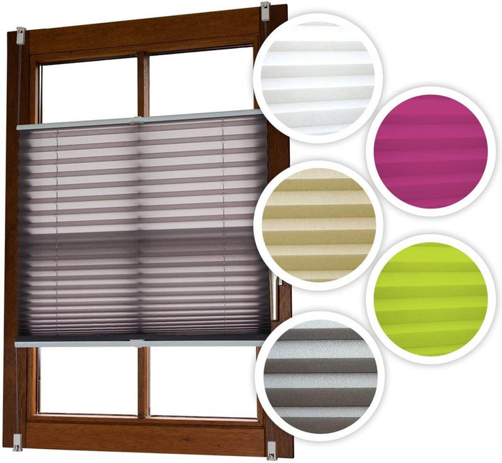 EXKLUSIV HEIMTEXTIL Plissee Verspannt mit Klemmträgern Silber-grau 100 x 140 cm, Silber-grau 100 x 1