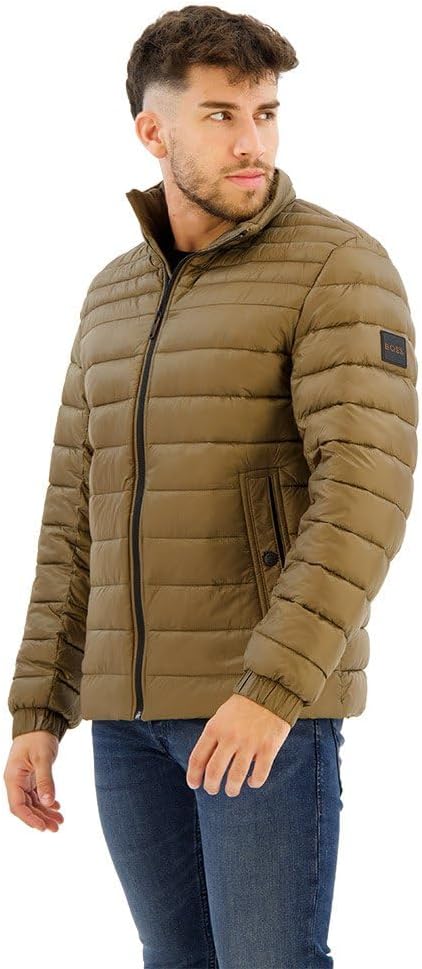 BOSS Herren Oden1 Wasserabweisende Steppjacke mit Logo-Aufnäher 46 Open Brown243, 46 Open Brown243