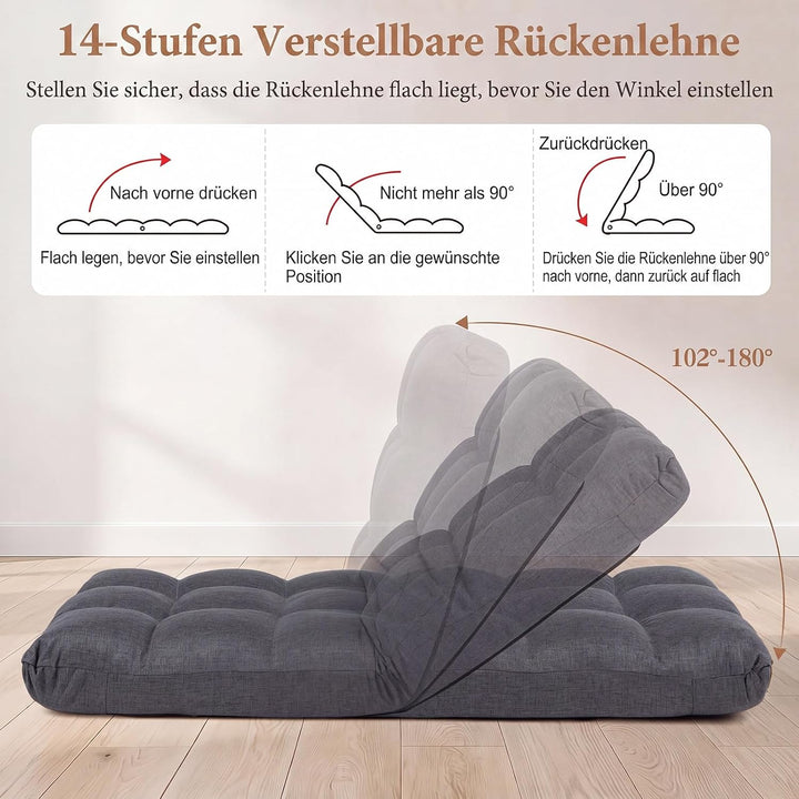 COSTWAY Bodenstuhl verstellbar, Bodensessel gepolstert, Bodenkissen mit Rückenlehne, Meditationsstuh