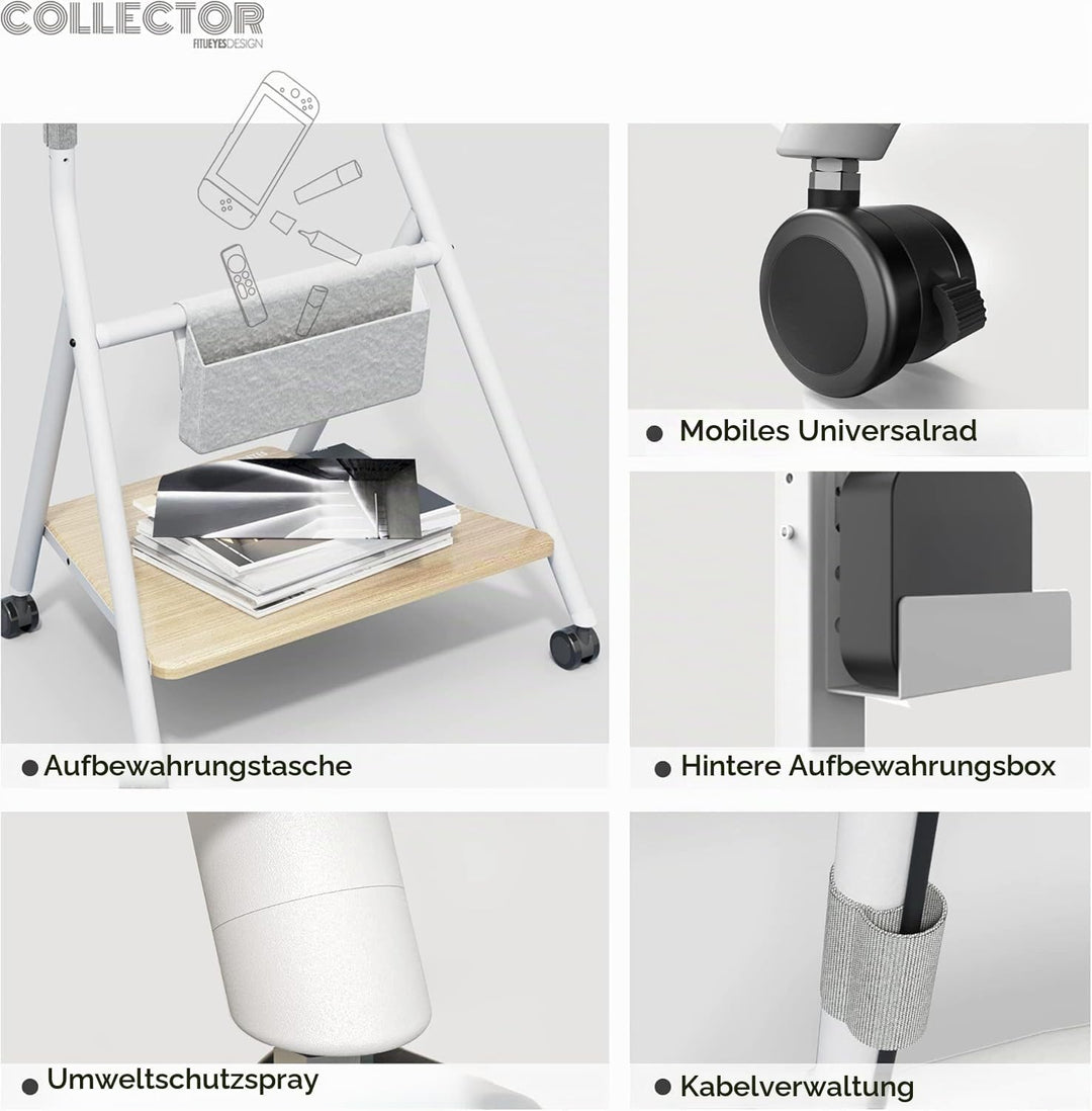 FITUEYES Design Mobiler TV Ständer Rollbar, TV Stand für 46 50 55 60 65 Zoll TV bis 40kg, Höhenverst