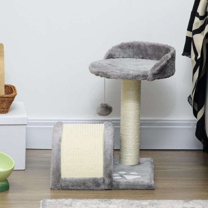 PawHut Kratzbaum 46 cm Kleiner Katzenturm mit Höhle, Spielball, Sisal-Seil, erhöhter Plattform, Katz