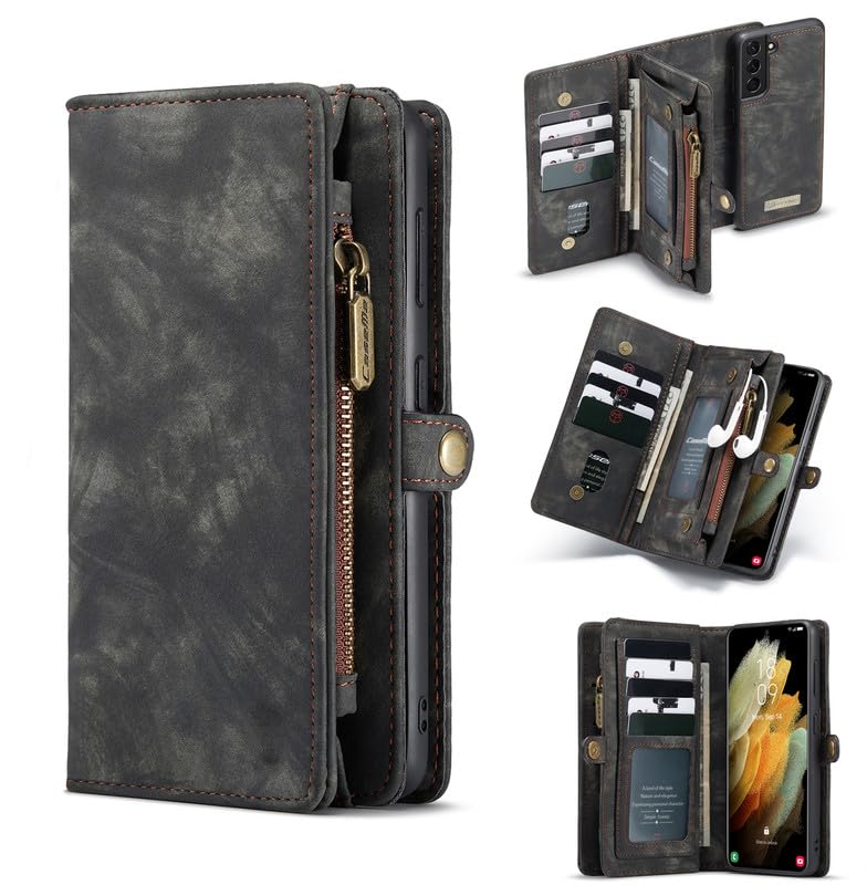 Yidai-Silu iPhone 14 Pro Max Handy Hülle 【Abnehmbar, Mutil-Funktion】 Wallet Case Magnet Tasche PU Le