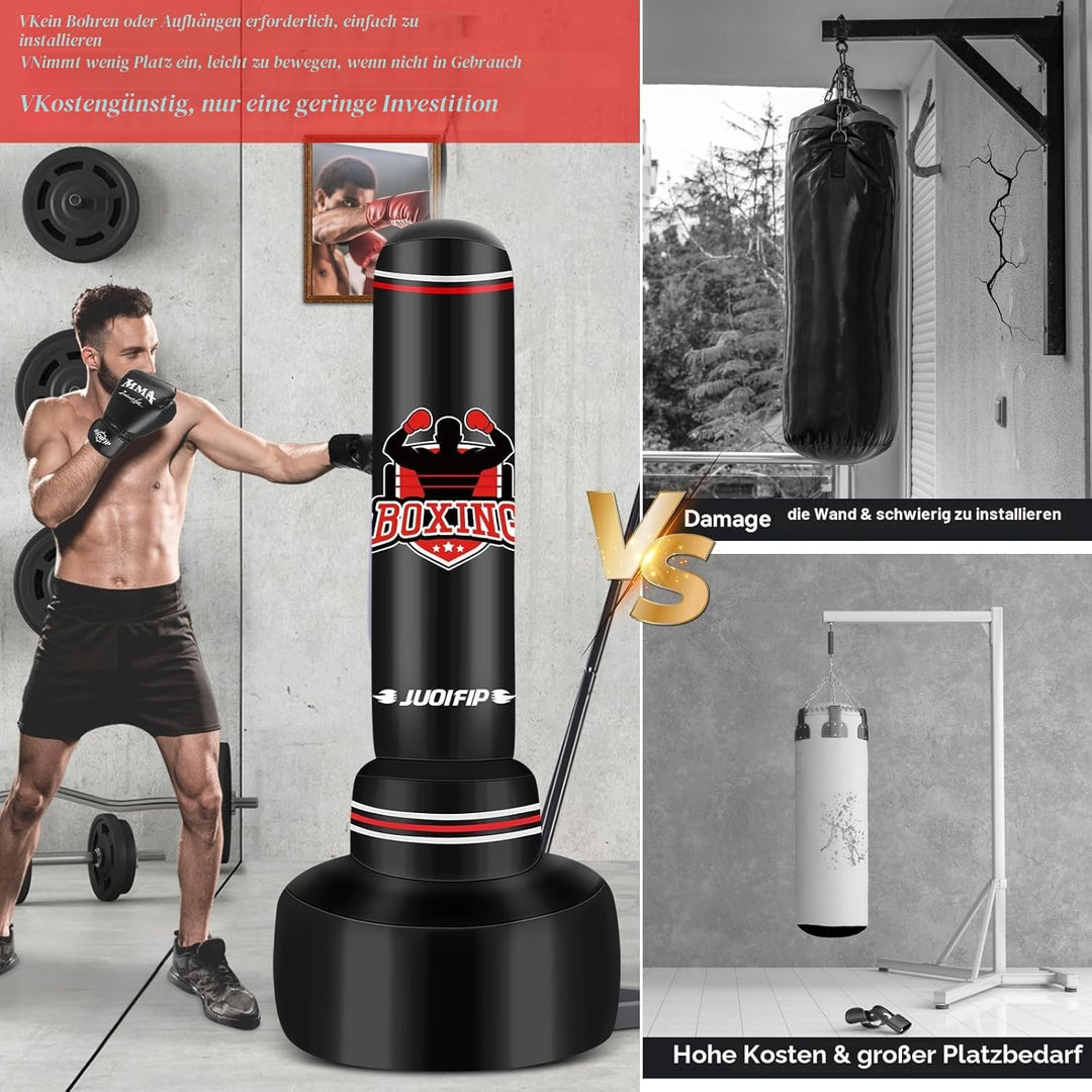 NZQXJXZ Boxsack Stehend für Erwachsene, 175 cm Schwerer Boxsack- Männer Stehboxsack Aufblasbarer Kic