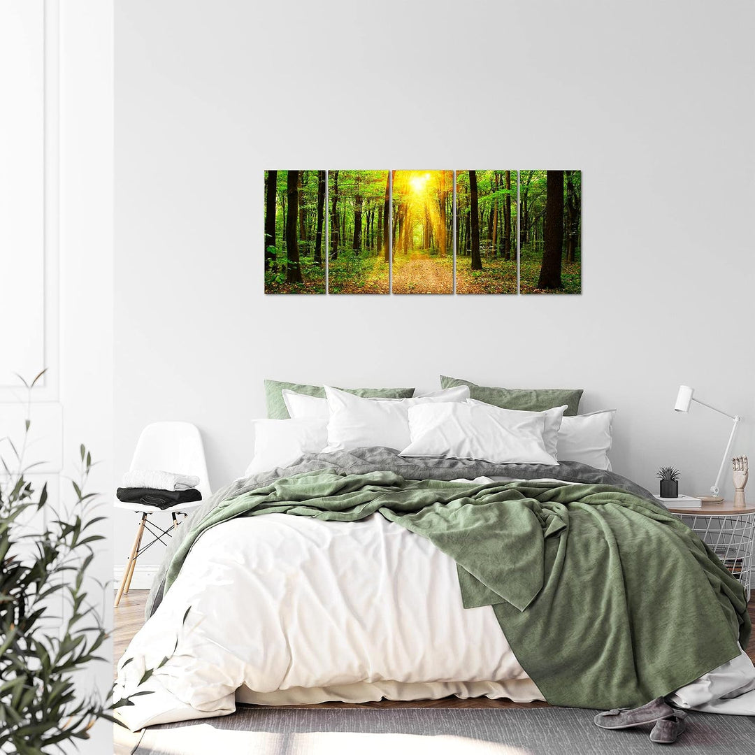 Runa Art Bild Wald Landschaft Wandbilder auf Vlies Leinwand 5 Teilig Wanddekoration Schlafzimmer Woh