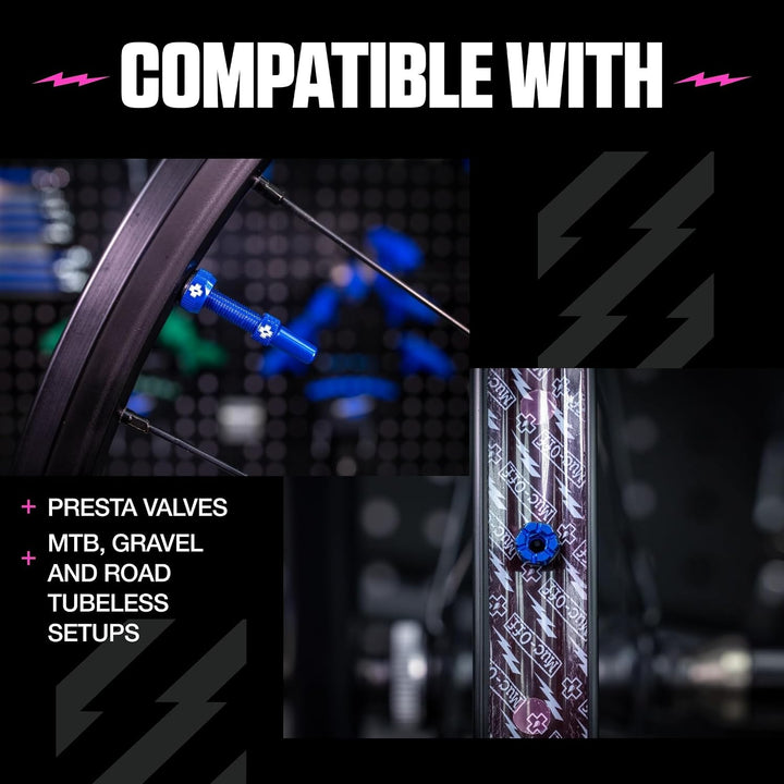 Muc-Off Unisex V2 Presta Tubeless Ventile, Blau, 44mm Blau 44mm, Blau 44mm