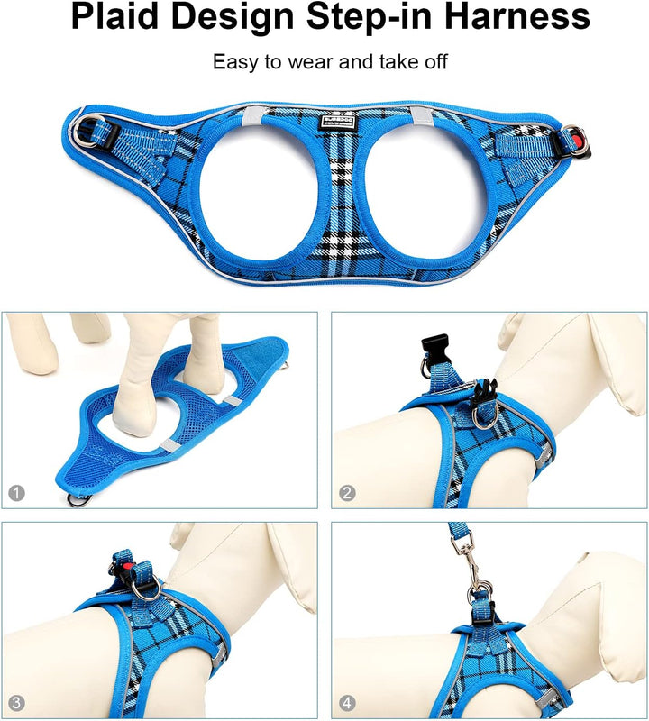 Suredoo Hundegeschirr Kleine Hunde mit Leine, Anti Zug Geschirr Reflektierend Atmungsaktiv Brustgesc