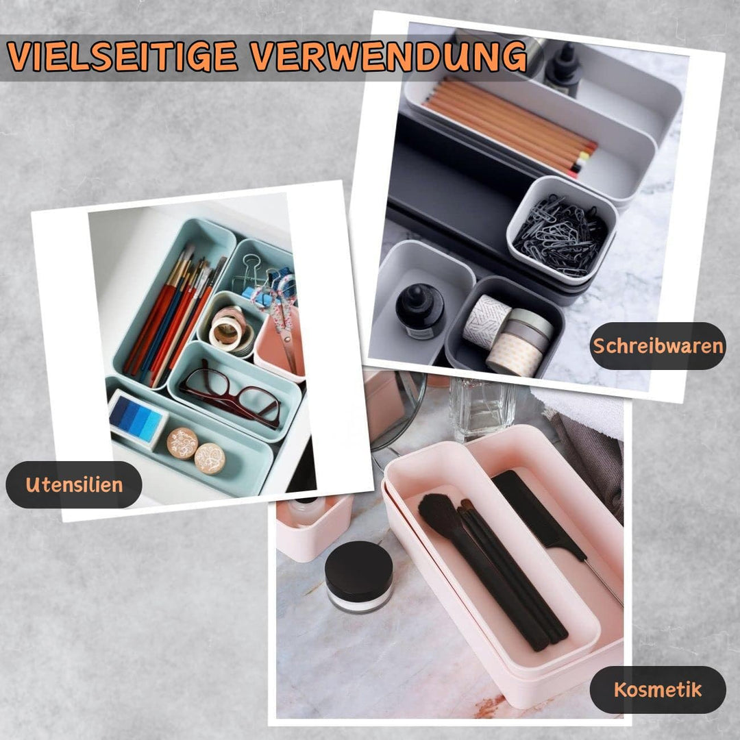 1 x Schubladen-Organizer Set, 16-teilig, Farbmix: Anthrazit/Hellgrau, universell verstellbar, Aufbew
