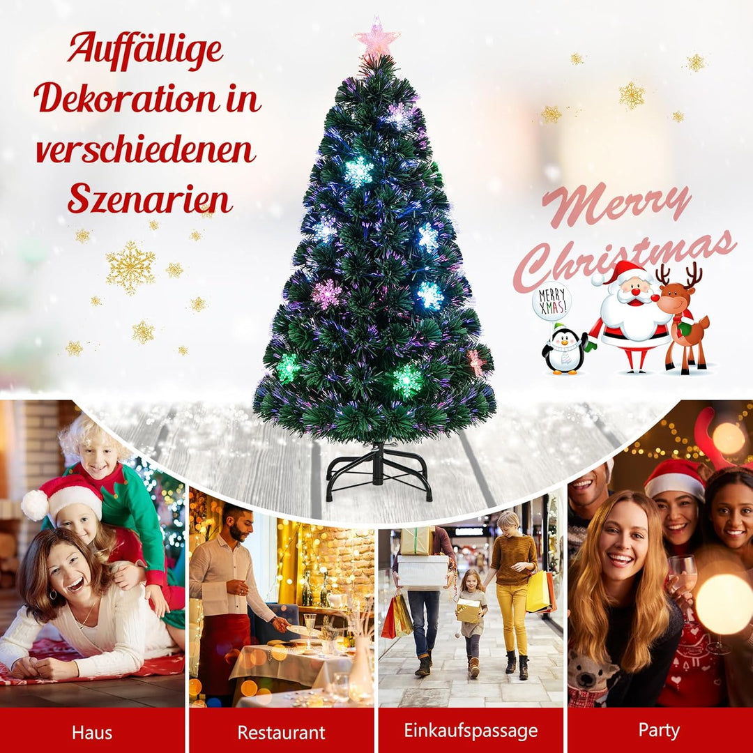 RELAX4LIFE Künstlicher Weihnachtsbaum, Christbaum mit LEDs & Schneeflocke & Sternspitze, Kunstbaum F