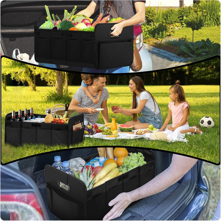 Kofferraum-Organizer Faltbar 70L – Grosse Auto Kofferraumtasche mit 10 Seitenfächern & Verstärktem B