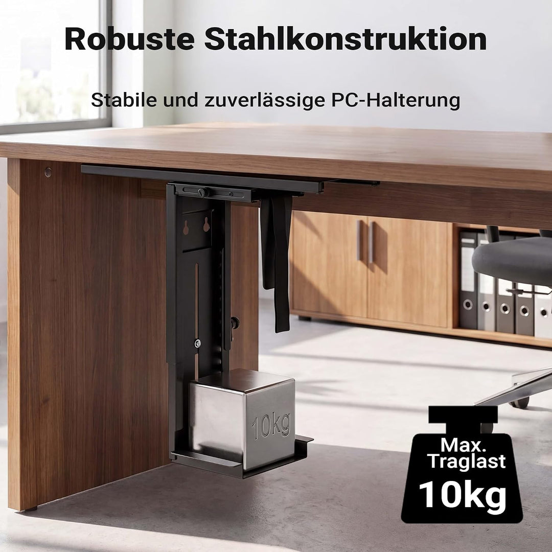 Wiltec Untertisch PC-Halterung mit Gleitschiene 360° Schwenkbar für Computer-Gehäuse bis 10kg, mit G
