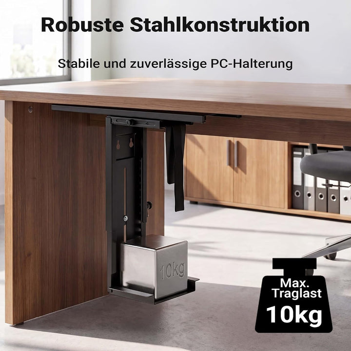 Wiltec Untertisch PC-Halterung mit Gleitschiene 360° Schwenkbar für Computer-Gehäuse bis 10kg, mit G