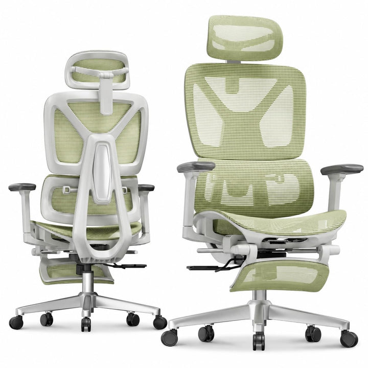 FLEXISPOT ErgoX Ergonomischer Bürostuhl mit Fussstütze Schreibtischstuhl, 3D-Armlehnen, 3D-Kopfstütz