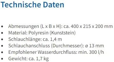 Wasserspeier Figur Drache Grisu aus Kunststein - (L x B x H): ca. 400 x 215 x 200 mm - Schlauchansch