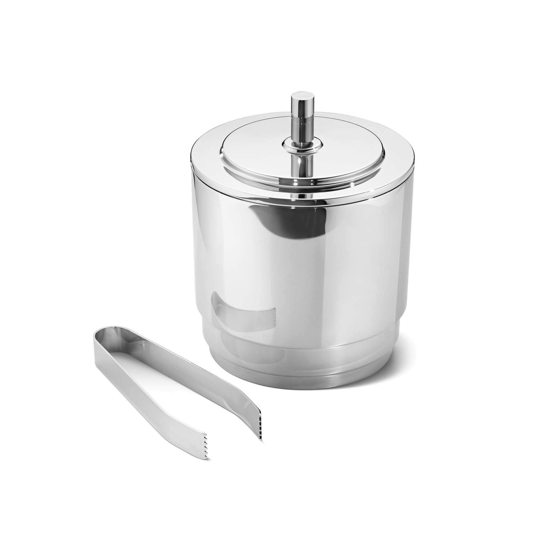 Georg Jensen Manhattan Ice Eimer und Zange, SS, 1,5l, Edelstahl, silber, 14,6 x 14,6 x 18,1 cm, Silb